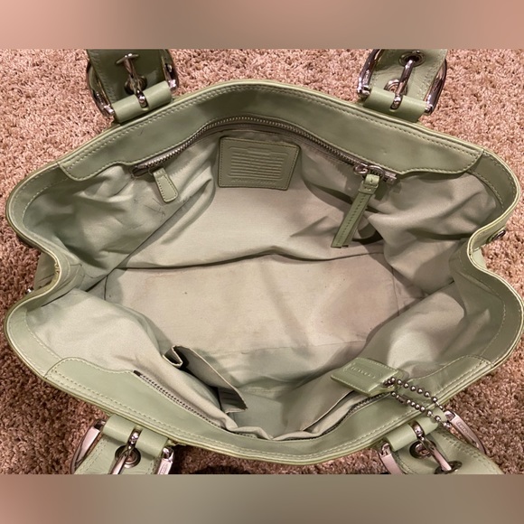 COACH Soho Hampton F13732 Sage Green Pleated Leather Tote Shoulder Satchel Bag - Picture 9 of 15